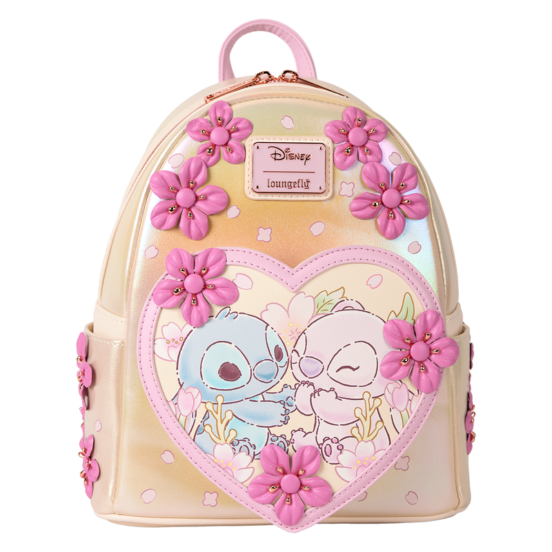 Stitch & Angel Cherry Blossom Heart Mini Backpack
